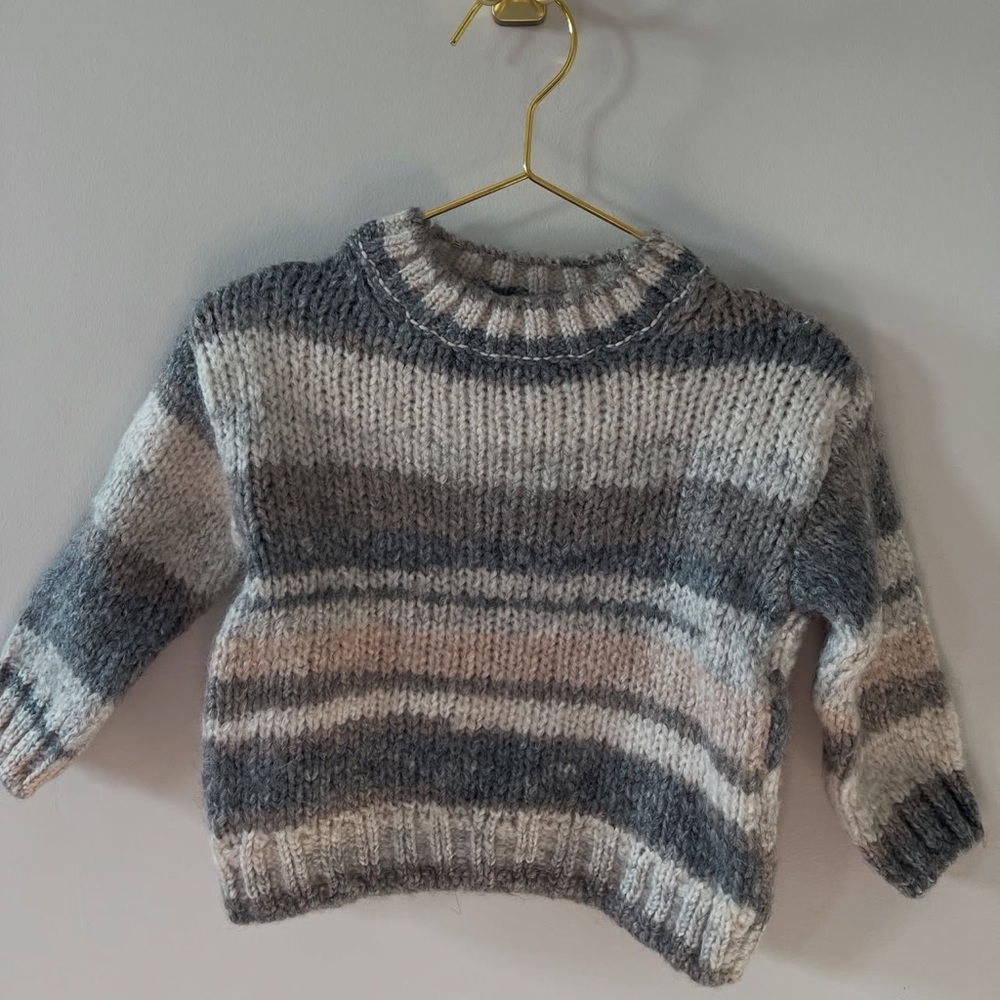 Zara Kids Striped Sweater in Gray and Cream
